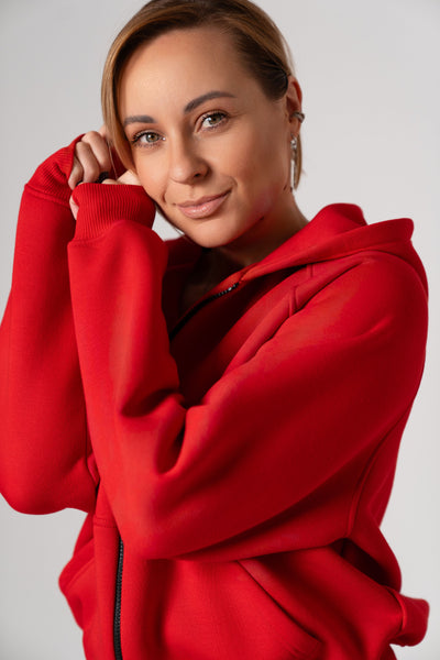 STILL džemperis su kapišonu | Raudonas