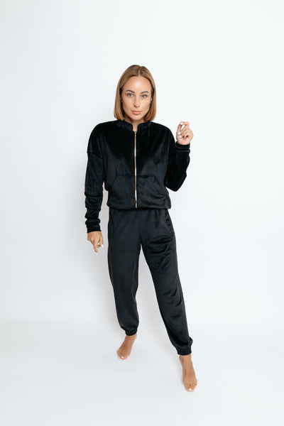 Soft velour trousers | BLACK