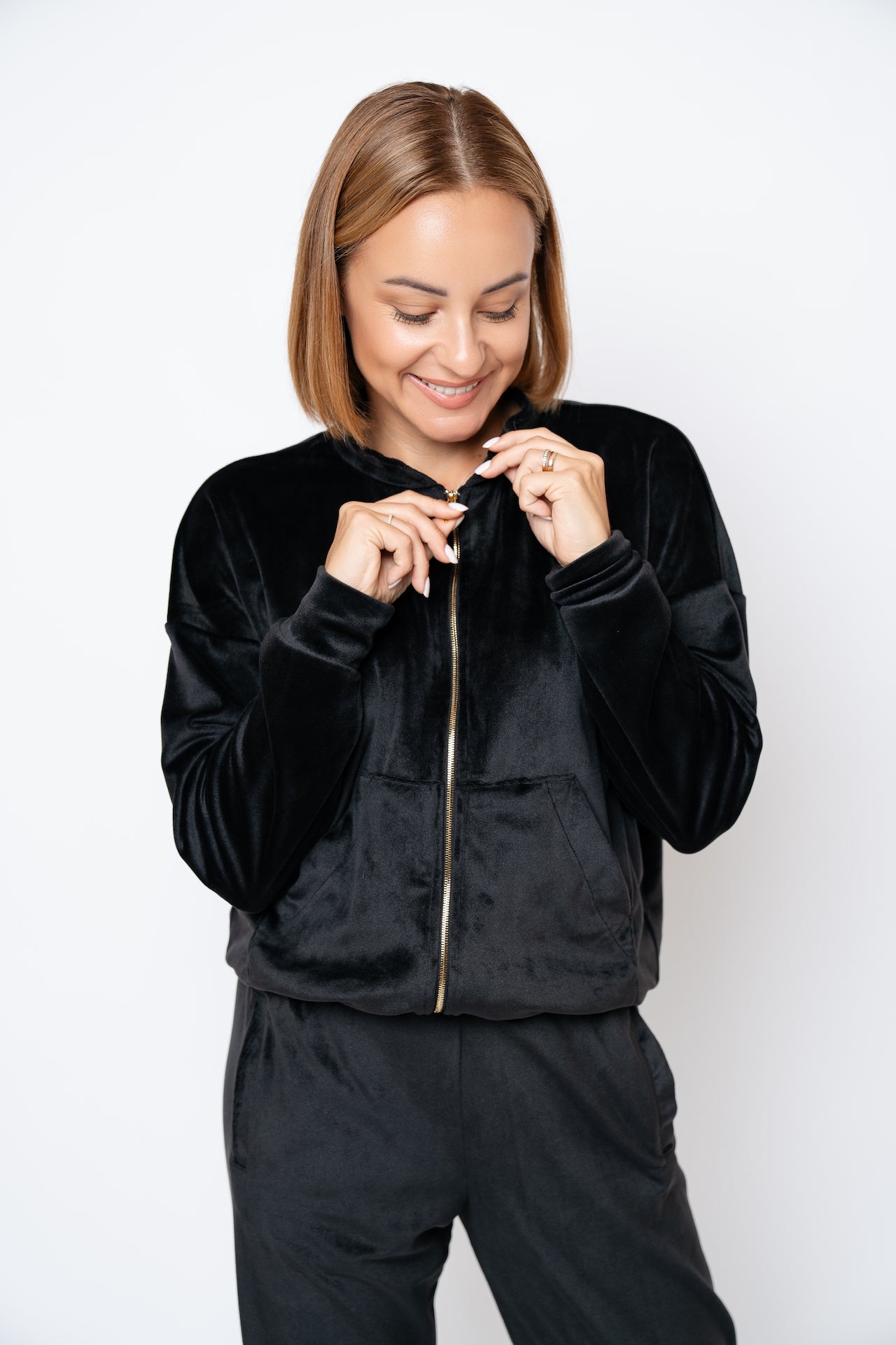 Soft velour jumper | Black