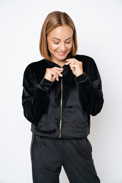 Soft velour jumper | Black