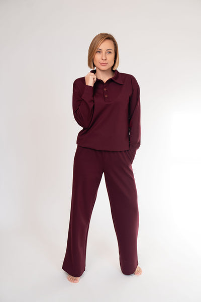 Plataus kirpimo punto kelnės „Bordo“