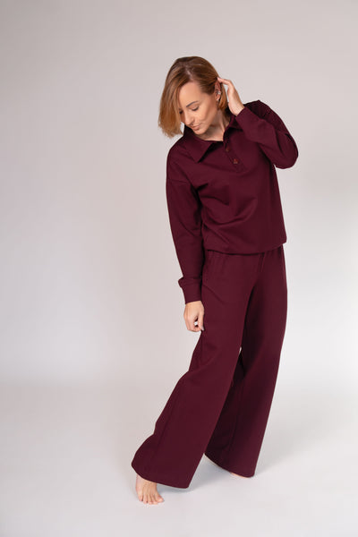 Plataus kirpimo punto kelnės „Bordo“