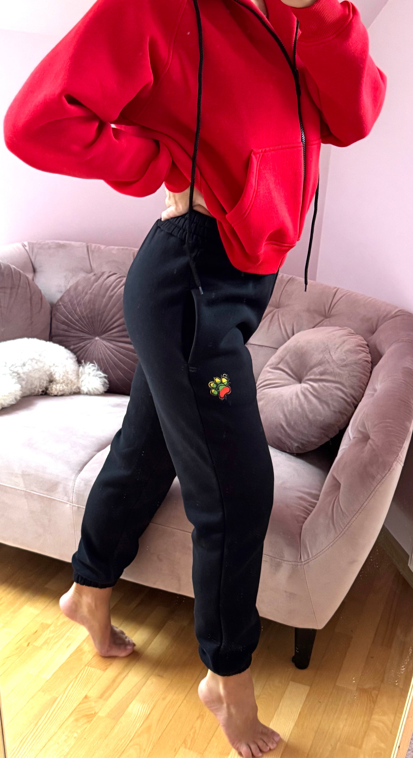 Laisvalaikio kelnės | Juodos su LT Paw